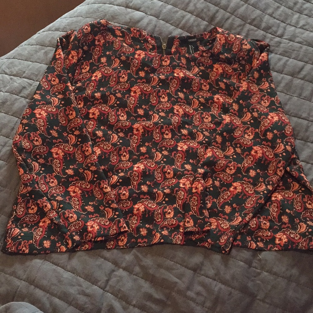 Green Paisley Crop Too Blouse